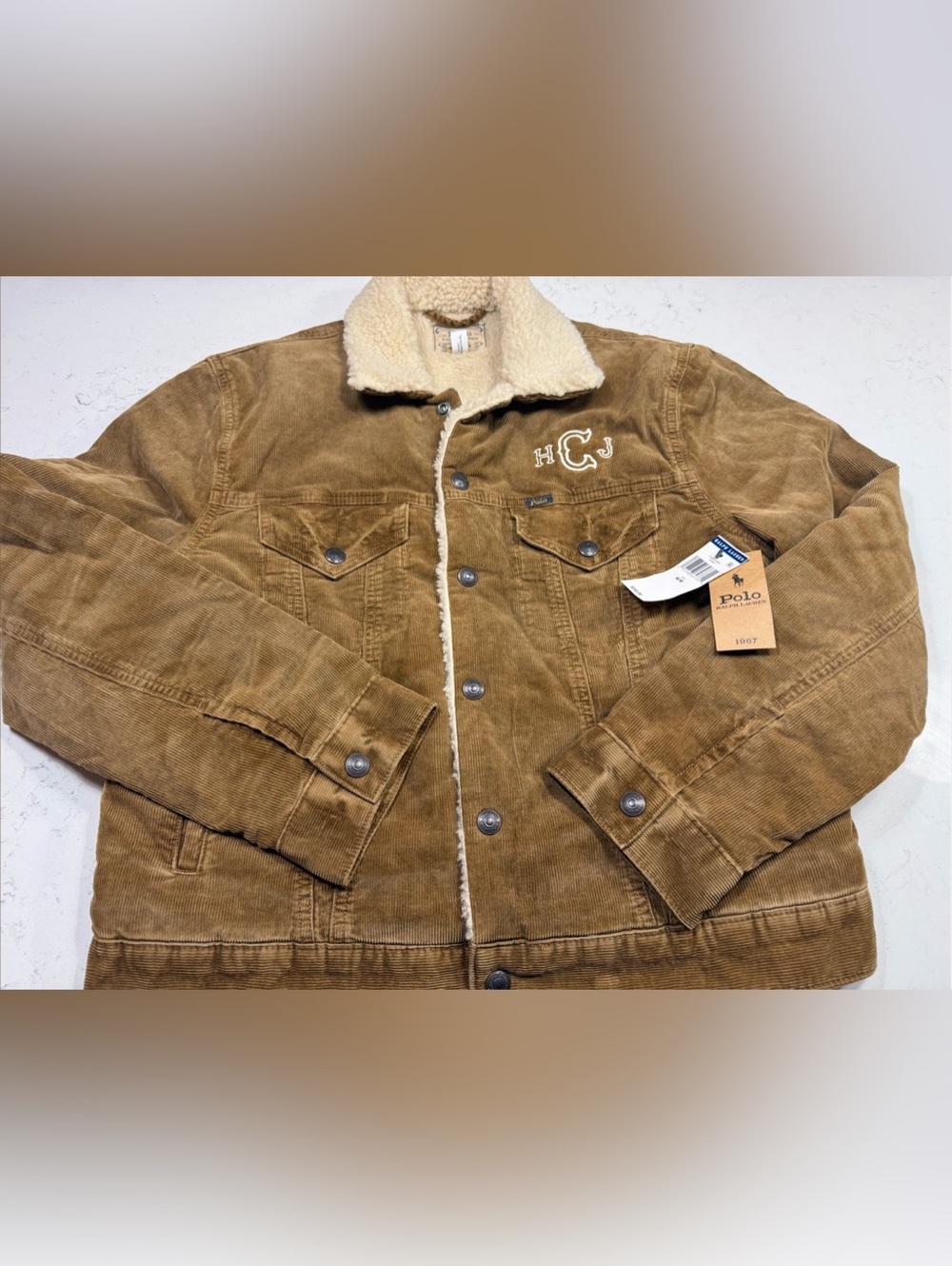 NWT Polo Ralph Lauren 1967 Men’s Sherpa Lined Corduroy Trucker Jacket Tan M
